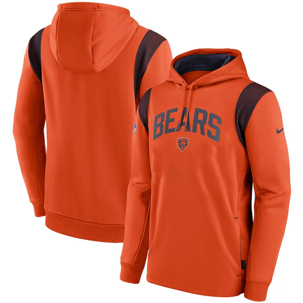 Men's Chicago Bears Orange Sideline Stack Performance Pullover Hoodie